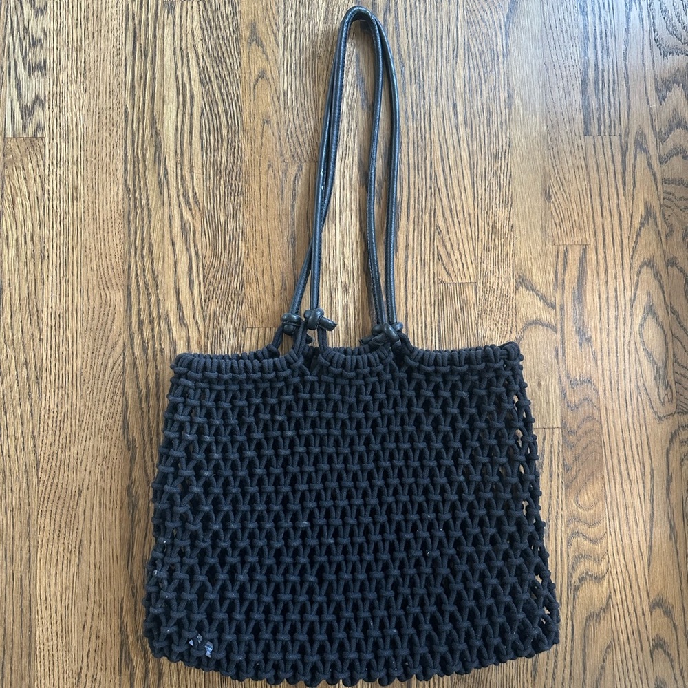 Clare V Black Knitted Tote Bag